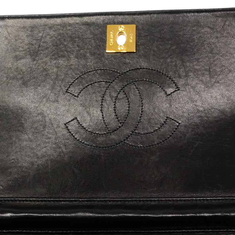 【6ga0009】シャネル ショルダーバッグ マトラッセ チェーンショルダー ラムスキン ブラック ゴールド金具【中古】レディース