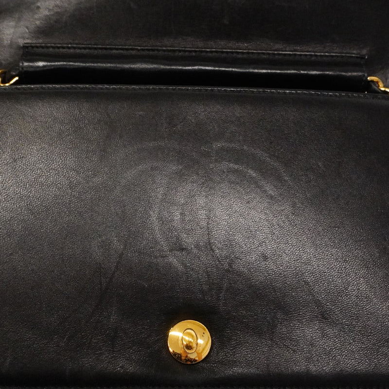【6ga0009】シャネル ショルダーバッグ マトラッセ チェーンショルダー ラムスキン ブラック ゴールド金具【中古】レディース