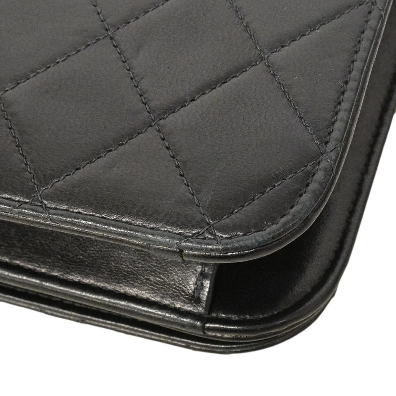 【6ga0009】シャネル ショルダーバッグ マトラッセ チェーンショルダー ラムスキン ブラック ゴールド金具【中古】レディース