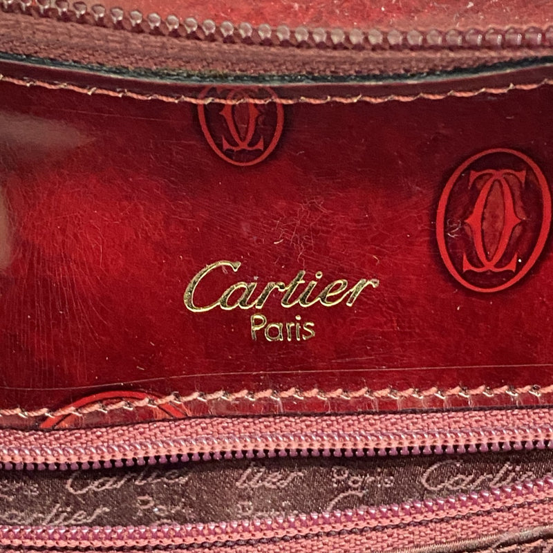 【6ga0026】カルティエ リュック・デイパック ハッピーバースデー レザー ボルドー ゴールド金具【中古】レディース