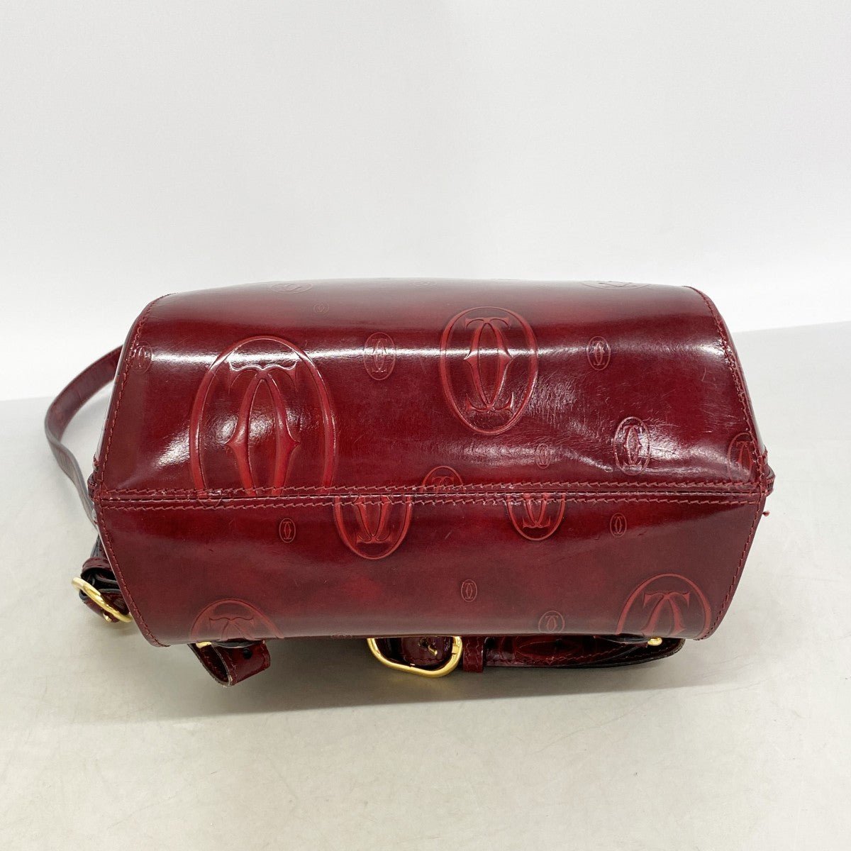 【6ga0026】カルティエ リュック・デイパック ハッピーバースデー レザー ボルドー ゴールド金具【中古】レディース