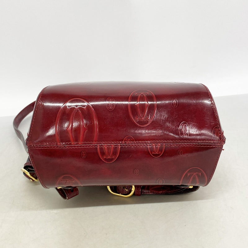 【6ga0026】カルティエ リュック・デイパック ハッピーバースデー レザー ボルドー ゴールド金具【中古】レディース