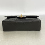 【6ga0027】シャネル ショルダーバッグ マトラッセ Wフラップ Wチェーン ラムスキン ブラック ゴールド金具【中古】レディース