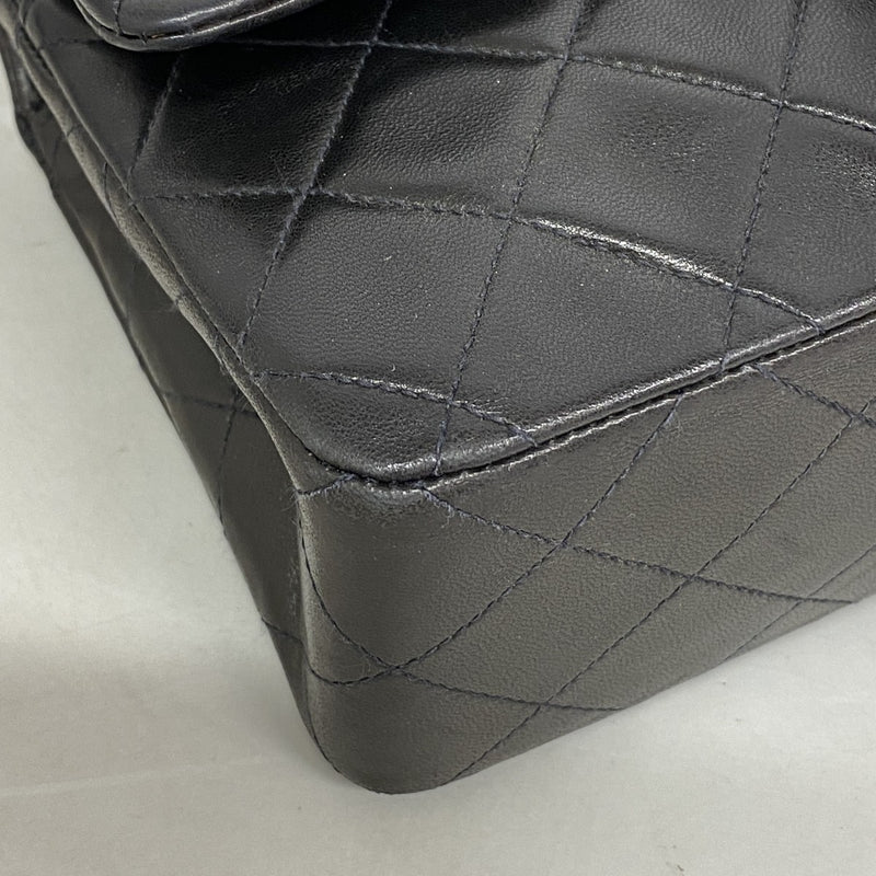 【6ga0027】シャネル ショルダーバッグ マトラッセ Wフラップ Wチェーン ラムスキン ブラック ゴールド金具【中古】レディース