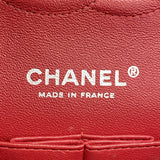 【6ga0043】シャネル ショルダーバッグ マトラッセ Wフラップ Wチェーン ラムスキン レッド シルバー金具【中古】レディース