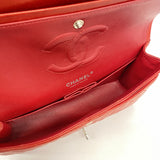 【6ga0043】シャネル ショルダーバッグ マトラッセ Wフラップ Wチェーン ラムスキン レッド シルバー金具【中古】レディース