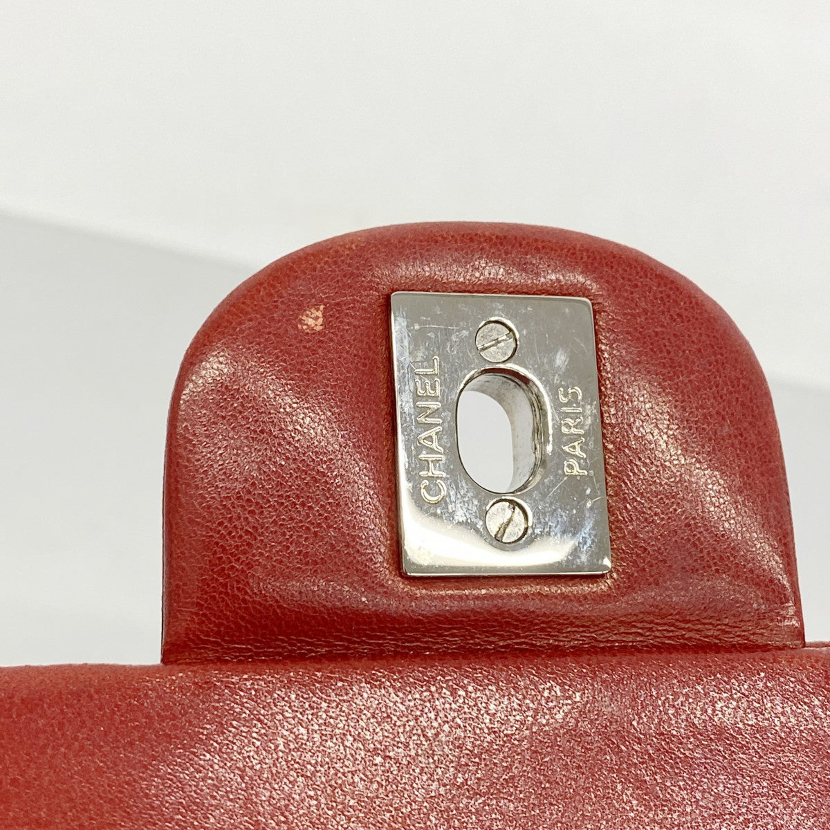 【6ga0043】シャネル ショルダーバッグ マトラッセ Wフラップ Wチェーン ラムスキン レッド シルバー金具【中古】レディース