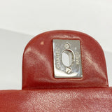 【6ga0043】シャネル ショルダーバッグ マトラッセ Wフラップ Wチェーン ラムスキン レッド シルバー金具【中古】レディース