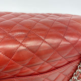 【6ga0043】シャネル ショルダーバッグ マトラッセ Wフラップ Wチェーン ラムスキン レッド シルバー金具【中古】レディース