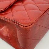 【6ga0043】シャネル ショルダーバッグ マトラッセ Wフラップ Wチェーン ラムスキン レッド シルバー金具【中古】レディース