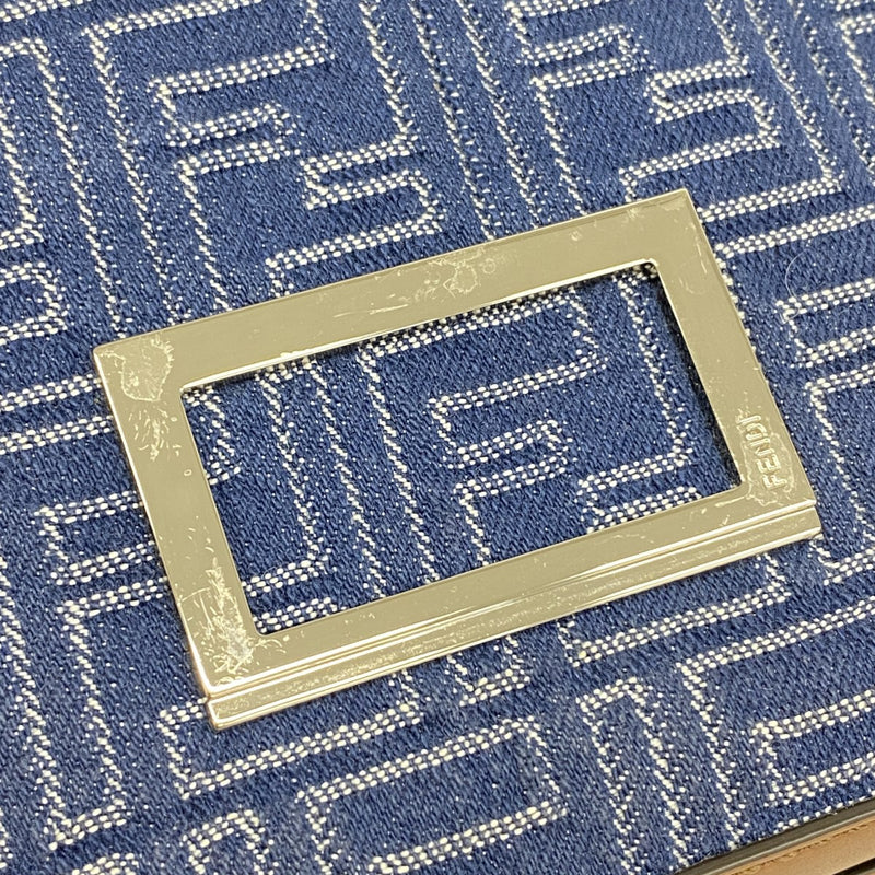【6ga0044】フェンディ ショルダーバッグ ダブルバケット レザー デニム ブルー ブラウン シルバー金具【中古】レディース