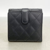 【6ga0051-k】シャネル 財布 カンボン ラムスキン ブラック シルバー金具【中古】レディース