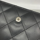 【6ga0051-k】シャネル 財布 カンボン ラムスキン ブラック シルバー金具【中古】レディース