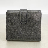 【6ga0052-k】シャネル 財布 キャビアスキン ブラック シルバー金具【中古】レディース