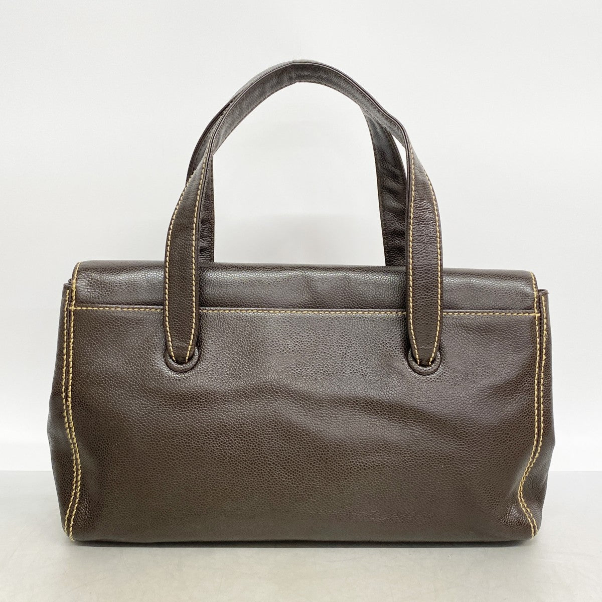 【6ga0053-k】シャネル ショルダーバッグ ワイルドステッチ キャビアスキン ダークブラウン シャンパンゴールド金具【中古】レディース
