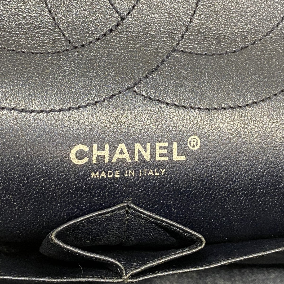 【6ga0054-k】シャネル ショルダーバッグ 2.55/マトラッセ Wフラップ Wチェーン カーフ メタリックネイビー シルバー金具【中古】レディース