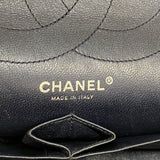 【6ga0054-k】シャネル ショルダーバッグ 2.55/マトラッセ Wフラップ Wチェーン カーフ メタリックネイビー シルバー金具【中古】レディース
