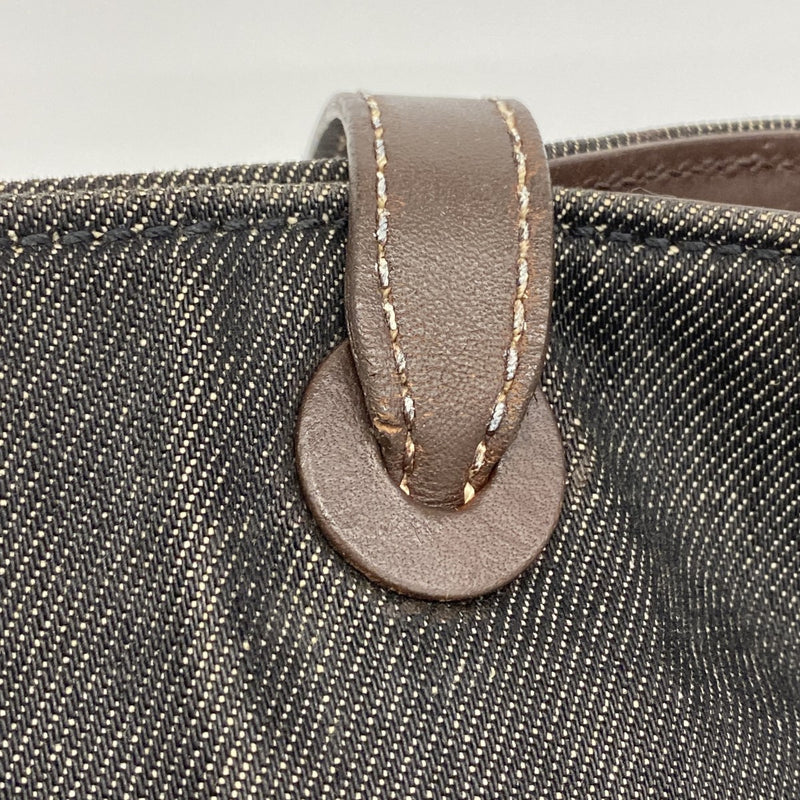 【6ga0058-k】シャネル トートバッグ デニム ブラック ブラウン ゴールド金具【中古】レディース