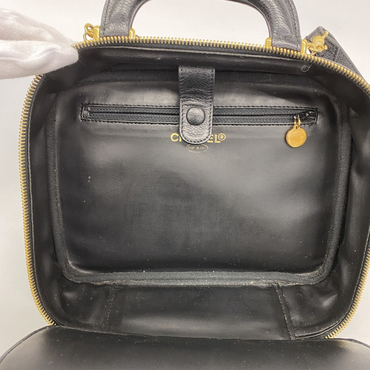 【6ga0059-k】シャネル バニティバッグ キャビアスキン ブラック ゴールド金具 2wayバッグ【中古】レディース