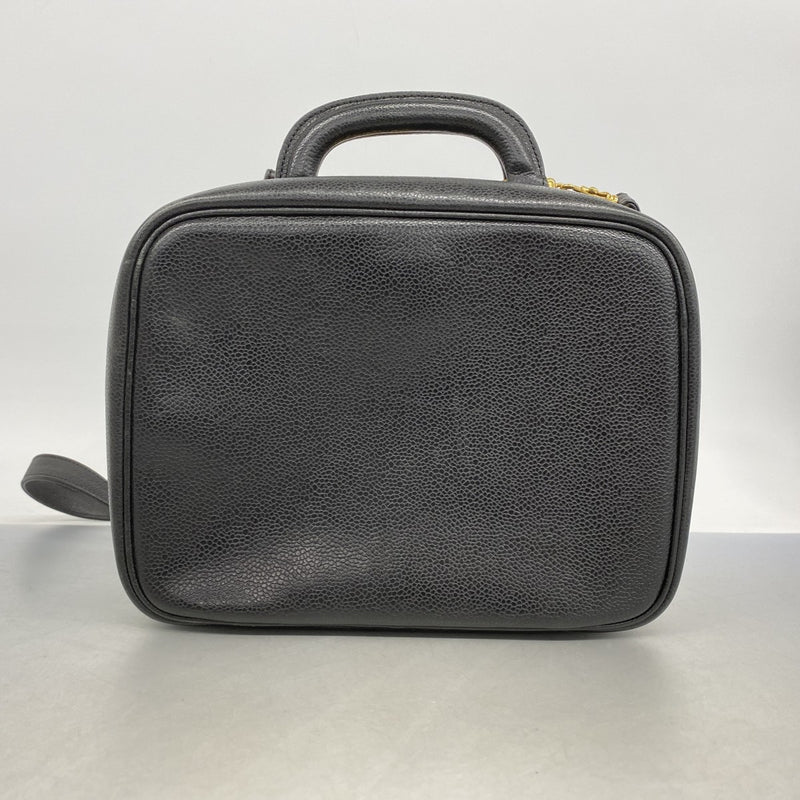 【6ga0059-k】シャネル バニティバッグ キャビアスキン ブラック ゴールド金具 2wayバッグ【中古】レディース