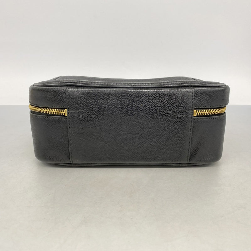【6ga0059-k】シャネル バニティバッグ キャビアスキン ブラック ゴールド金具 2wayバッグ【中古】レディース