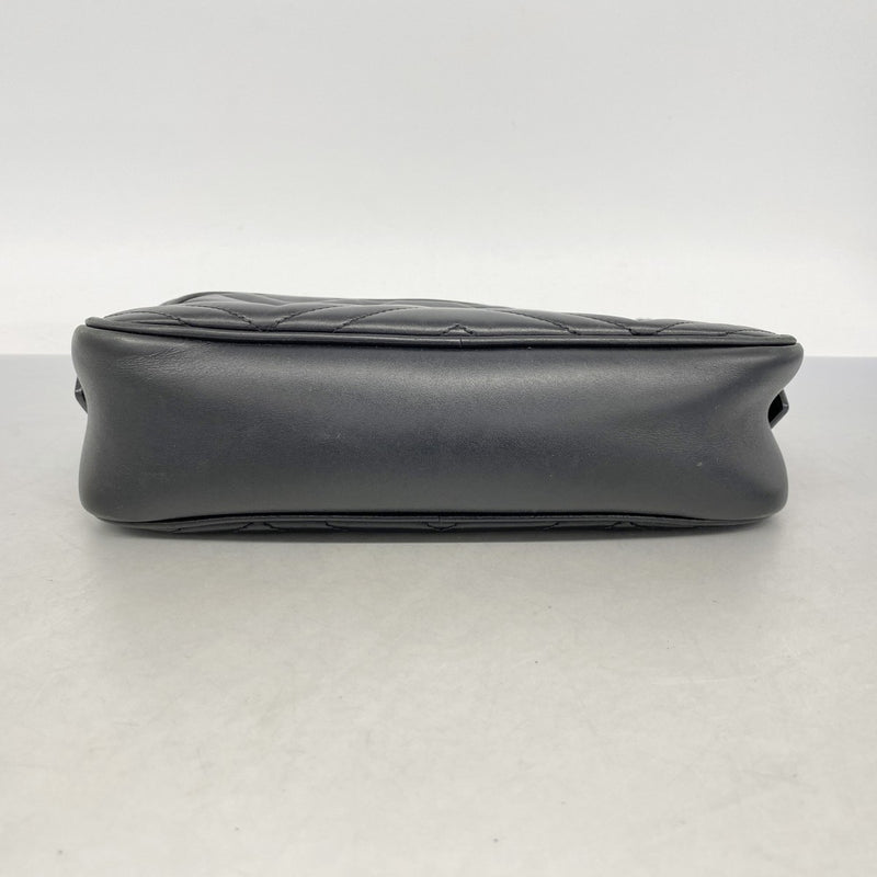 【6ga0060-k】グッチ ショルダーバッグ GGマーモント 447632 レザー ブラック ゴールド金具【中古】レディース
