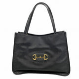 【6ga0061-k】グッチ トートバッグ ホースビット 623694 レザー ブラック ゴールド金具【中古】レディース