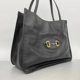 【6ga0061-k】グッチ トートバッグ ホースビット 623694 レザー ブラック ゴールド金具【中古】レディース