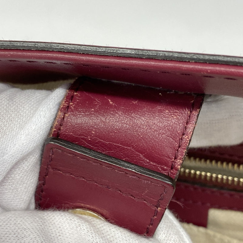 【6ga0063-k】グッチ トートバッグ GGキャンバス 257061 キャンバス ブラウン ボルドー シャンパンゴールド金具【中古】レディース