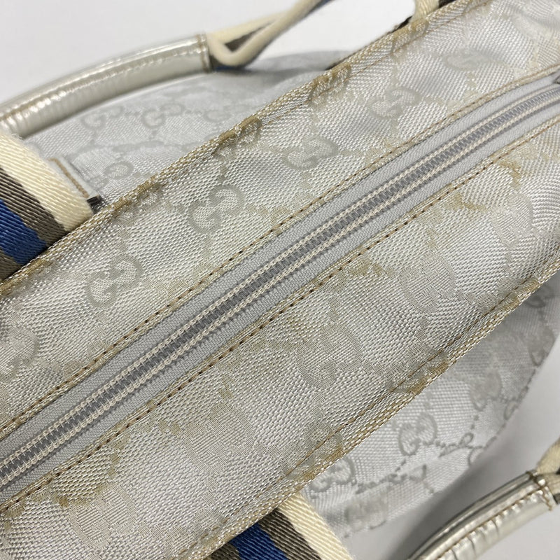【6ga0064-k】グッチ ハンドバッグ GGキャンバス 131223 ナイロンキャンバス シルバー シルバー金具【中古】レディース