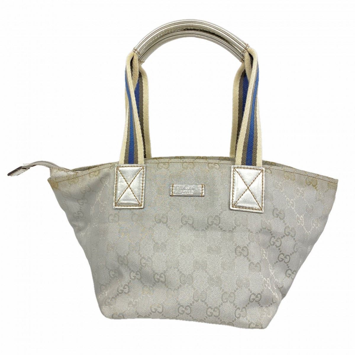 【6ga0064-k】グッチ ハンドバッグ GGキャンバス 131223 ナイロンキャンバス シルバー シルバー金具【中古】レディース