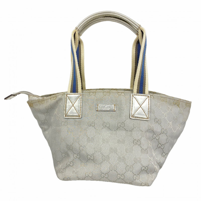【6ga0064-k】グッチ ハンドバッグ GGキャンバス 131223 ナイロンキャンバス シルバー シルバー金具【中古】レディース