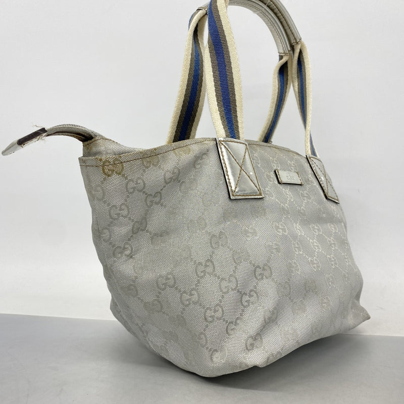 【6ga0064-k】グッチ ハンドバッグ GGキャンバス 131223 ナイロンキャンバス シルバー シルバー金具【中古】レディース
