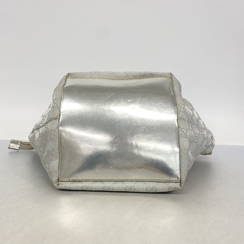 【6ga0064-k】グッチ ハンドバッグ GGキャンバス 131223 ナイロンキャンバス シルバー シルバー金具【中古】レディース