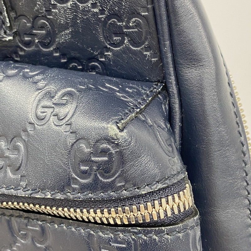 【6ga0065-k】グッチ ボディバッグ グッチシマ 450970 レザー ネイビー シルバー金具【中古】メンズ