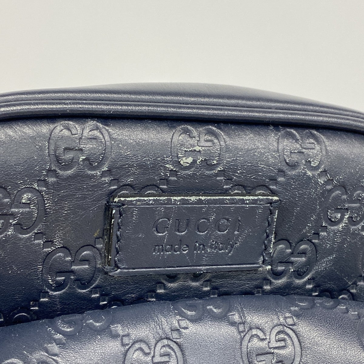 【6ga0065-k】グッチ ボディバッグ グッチシマ 450970 レザー ネイビー シルバー金具【中古】メンズ