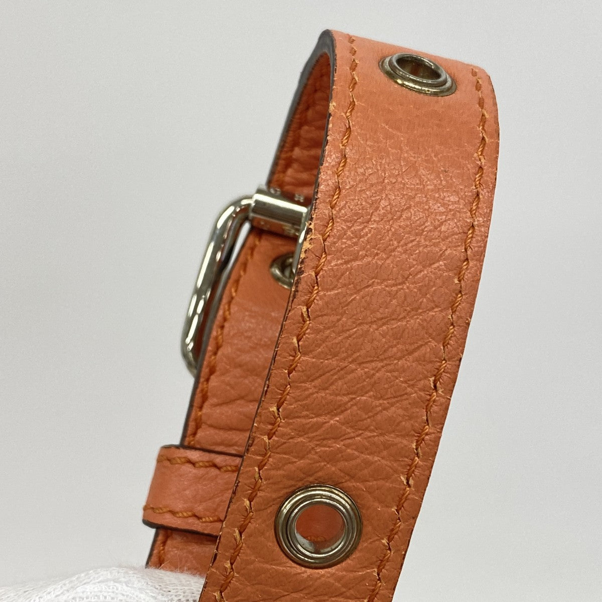 【6ga0072-k】セリーヌ ハンドバッグ ピロー レザー オレンジ シルバー金具【中古】レディース