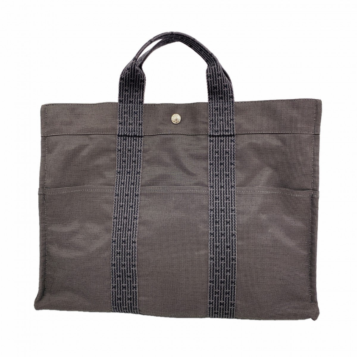 【6ga0073-k】エルメス トートバッグ エールラインMM キャンバス グレー シルバー金具【中古】メンズ レディース ユニセックス