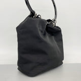 【6ga0075-k】グッチ ハンドバッグ 001 3750 ナイロン ブラック シルバー金具【中古】レディース