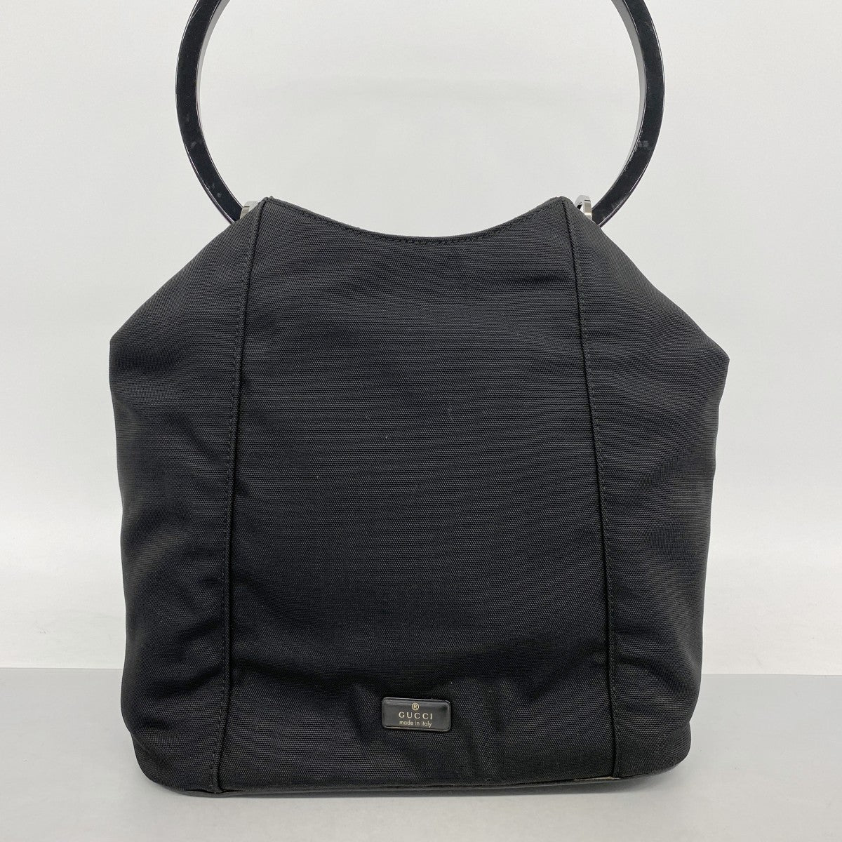【6ga0075-k】グッチ ハンドバッグ 001 3750 ナイロン ブラック シルバー金具【中古】レディース