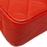 【6ga0083】シャネル ショルダーバッグ マトラッセ Wフラップ Wチェーン ラムスキン レッド シルバー金具【中古】レディース