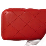 【6ga0083】シャネル ショルダーバッグ マトラッセ Wフラップ Wチェーン ラムスキン レッド シルバー金具【中古】レディース