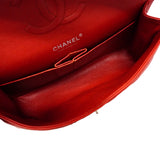 【6ga0083】シャネル ショルダーバッグ マトラッセ Wフラップ Wチェーン ラムスキン レッド シルバー金具【中古】レディース