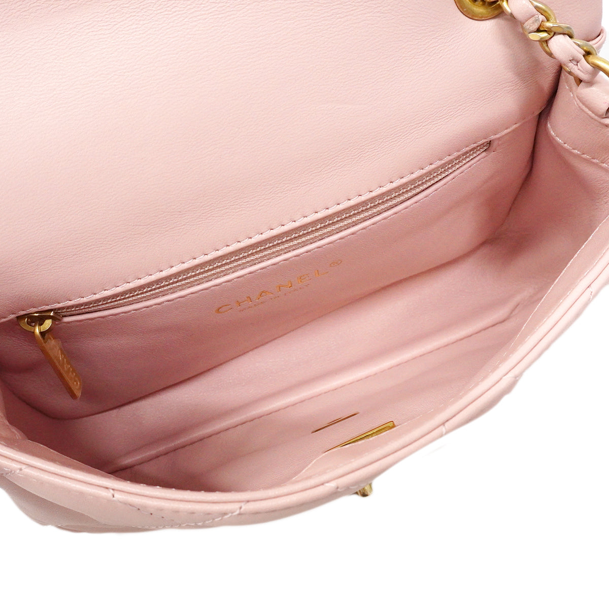 【6ga0084】シャネル ショルダーバッグ ミニマトラッセ チェーンショルダー ラムスキン ピンク ゴールド金具【中古】レディース