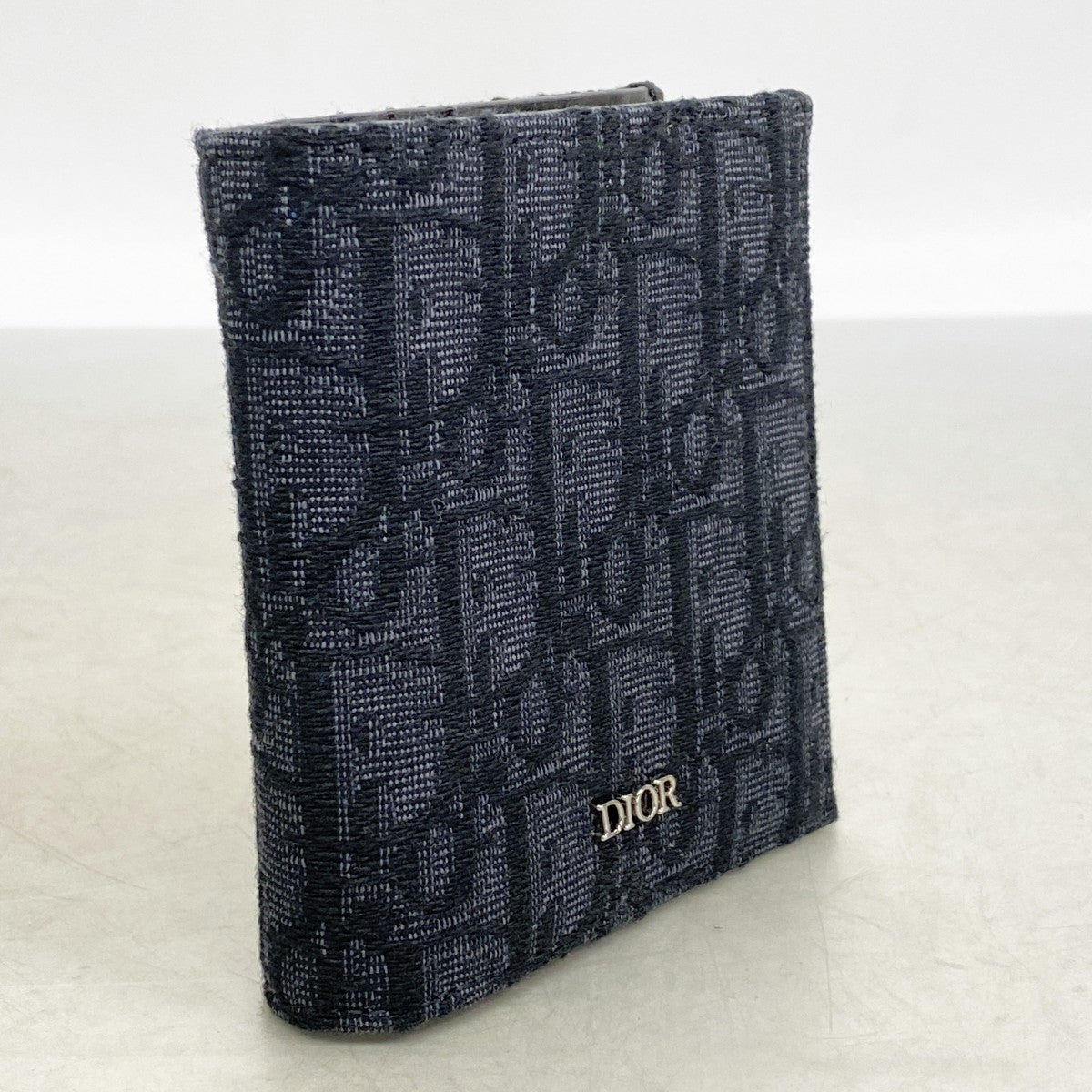 【6ga0105】クリスチャンディオール 札入れ オブリーク キャンバス ブラック シルバー金具【中古】メンズ