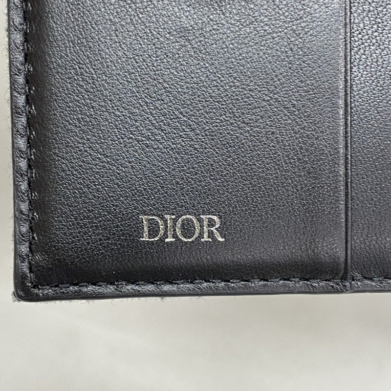 【6ga0105】クリスチャンディオール 札入れ オブリーク キャンバス ブラック シルバー金具【中古】メンズ
