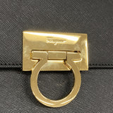 【6ga0116】サルヴァトーレフェラガモ ハンドバッグ ガンチーニ レザー ブラック ゴールド金具 2wayバッグ【中古】レディース