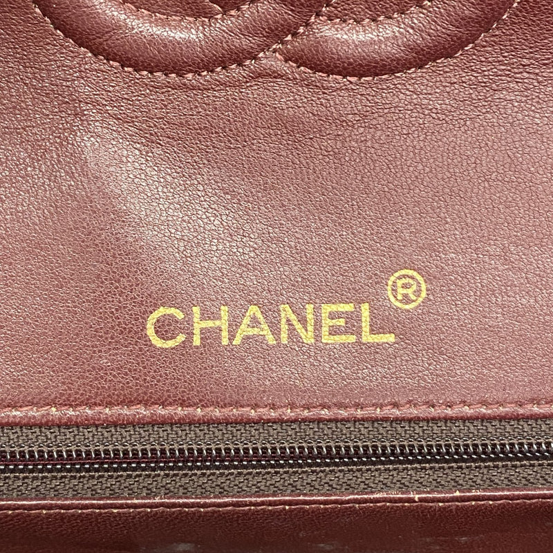 【6ga0118】シャネル ショルダーバッグ マトラッセ Wフラップ Wチェーン ラムスキン ブラック ゴールド金具【中古】レディース