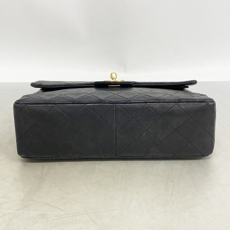 【6ga0118】シャネル ショルダーバッグ マトラッセ Wフラップ Wチェーン ラムスキン ブラック ゴールド金具【中古】レディース