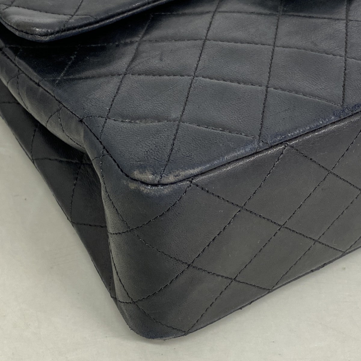 【6ga0118】シャネル ショルダーバッグ マトラッセ Wフラップ Wチェーン ラムスキン ブラック ゴールド金具【中古】レディース